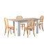 160cm Extendable Dining Table with 4PCS Chairs Rattan Natural