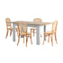 160cm Extendable Dining Table with 4PCS Chairs Rattan Natural