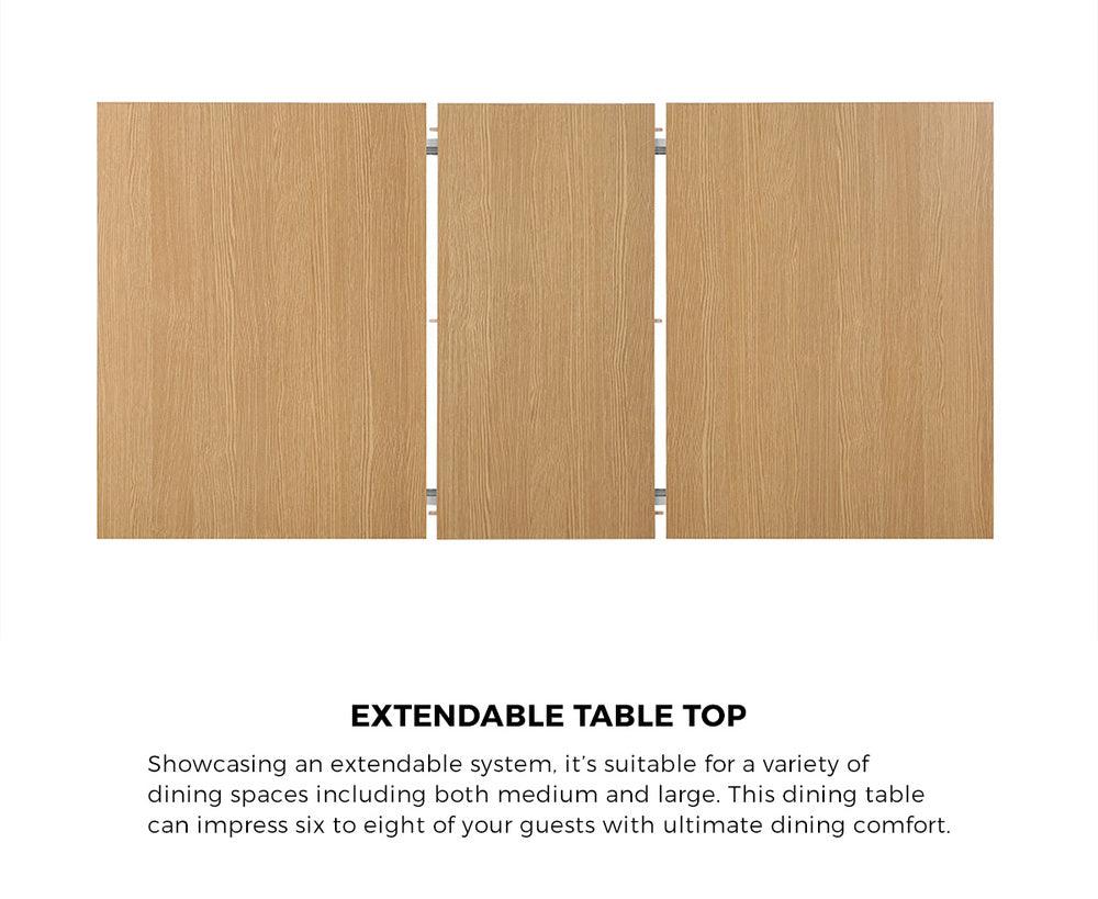 160cm Extendable Dining Table with 6PCS Chairs Rattan Natural