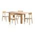 Oikiture 160cm Extendable Dining Table with 4x Dining Chairs PU Leather Natural