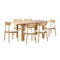 Oikiture 160cm Extendable Dining Table with 6x Dining Chairs PU Leather Natural