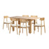 Oikiture 160cm Extendable Dining Table with 6x Dining Chairs PU Leather Natural