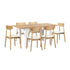 Oikiture 160cm Extendable Dining Table with 6x Dining Chairs PU Leather White