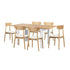 Oikiture 160cm Extendable Dining Table with 6x Dining Chairs PU Leather White