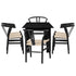 Oikiture 160cm Extendable Dining Table with 6x Hans Wegner Dining Chairs Black