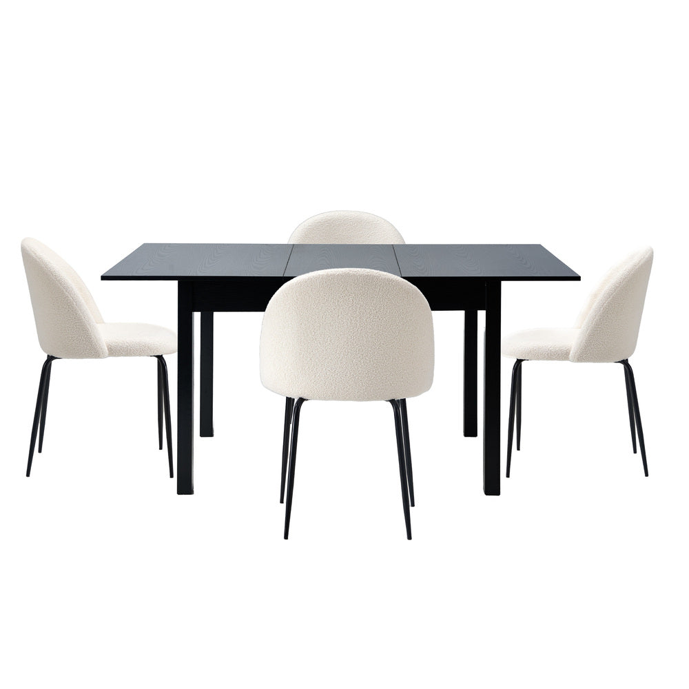 5pc Extendable Dining Table and Chairs Set Black & White