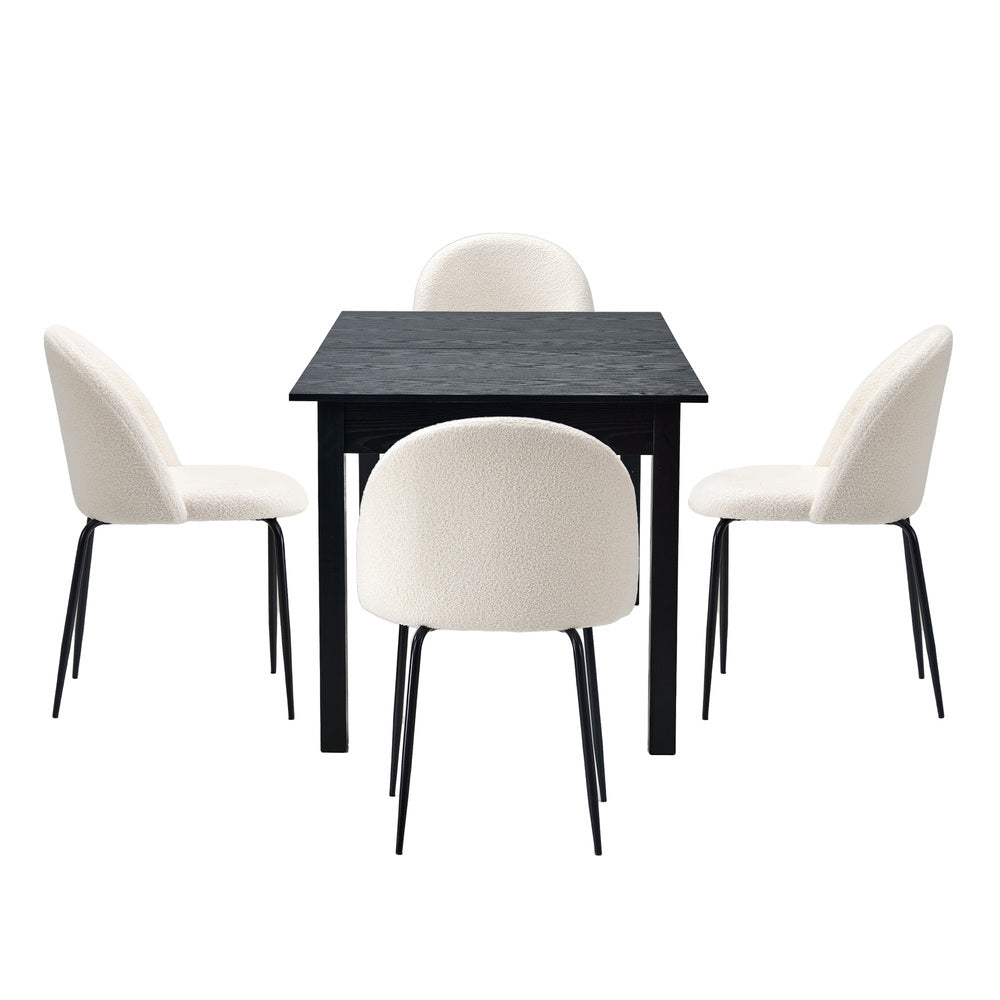 5pc Extendable Dining Table and Chairs Set Black & White