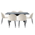 7pc Extendable Dining Table and Chairs Set Black & White