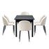 7pc Extendable Dining Table and Chairs Set Black & White