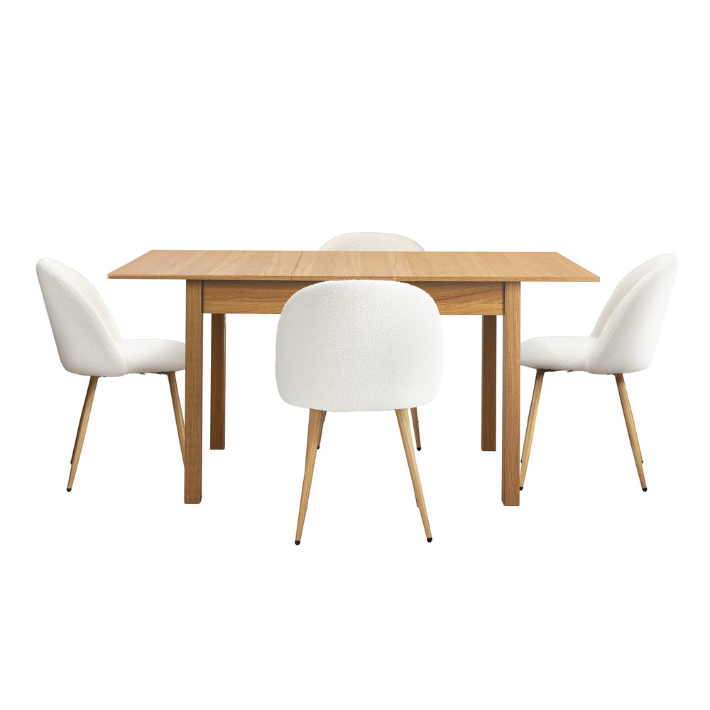 5pc Extendable Dining Table and Chairs Set Natural & White
