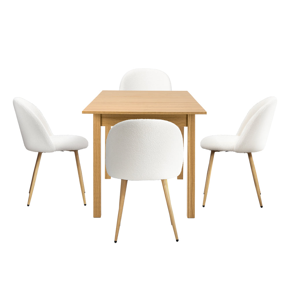 5pc Extendable Dining Table and Chairs Set Natural & White