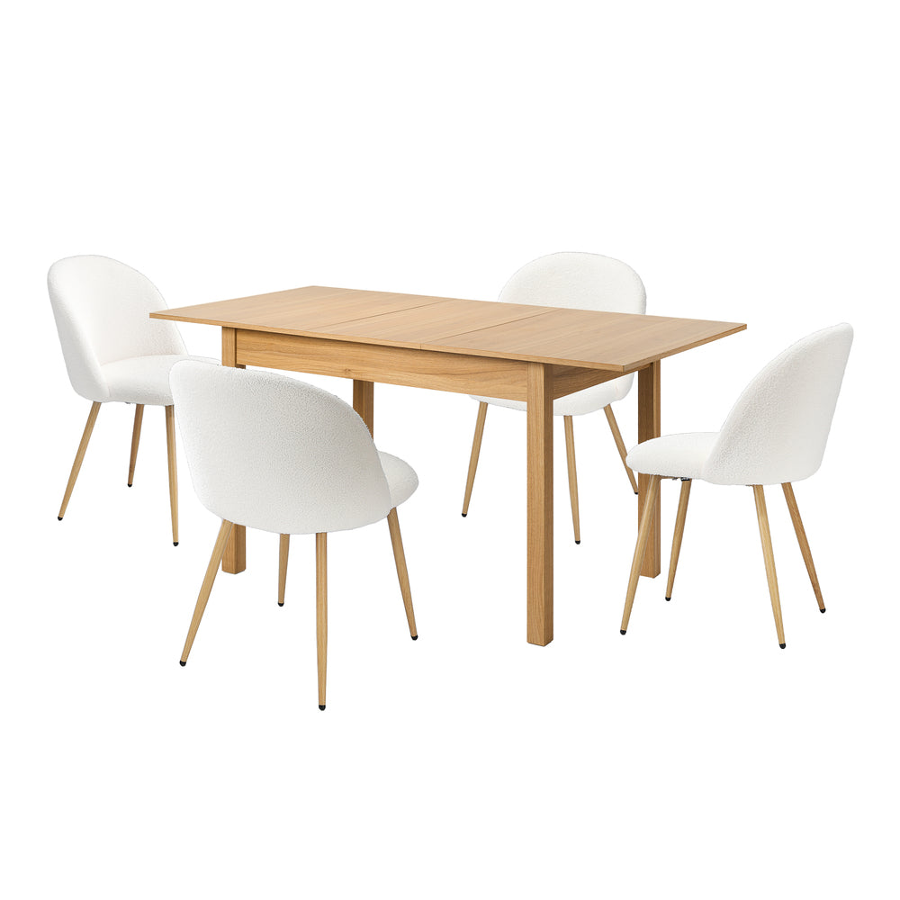 5pc Extendable Dining Table and Chairs Set Natural & White