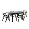 5pc Dining Table and Chairs Wooden Dining Set Ratten Black