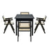 5pc Dining Table and Chairs Wooden Dining Set Ratten Black