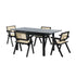 5pc Dining Table and Chairs Wooden Dining Set Ratten Black