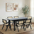 7pc Dining Table and Chairs Wooden Dining Set Ratten Black