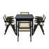 7pc Dining Table and Chairs Wooden Dining Set Ratten Black
