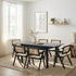 7pc Dining Table and Chairs Wooden Dining Set Ratten Black