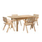 5pc Dining Table and Chairs Wooden Dining Set Ratten Natural