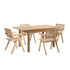 5pc Dining Table and Chairs Wooden Dining Set Ratten Natural