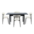 5pc Dining Table and Chairs Wooden Dining Set Boucle Black