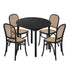 5pcs Dining Table Set with 4 Rattan Dining Chairs, Black, 150kg Capacity