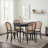 5pcs Dining Table Set with 4 Rattan Dining Chairs, Black, 150kg Capacity