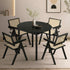 Oikiture 5PCS Dining Table Set and Chairs Rubberwood Black