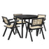 Oikiture 5PCS Dining Table Set and Chairs Rubberwood Black