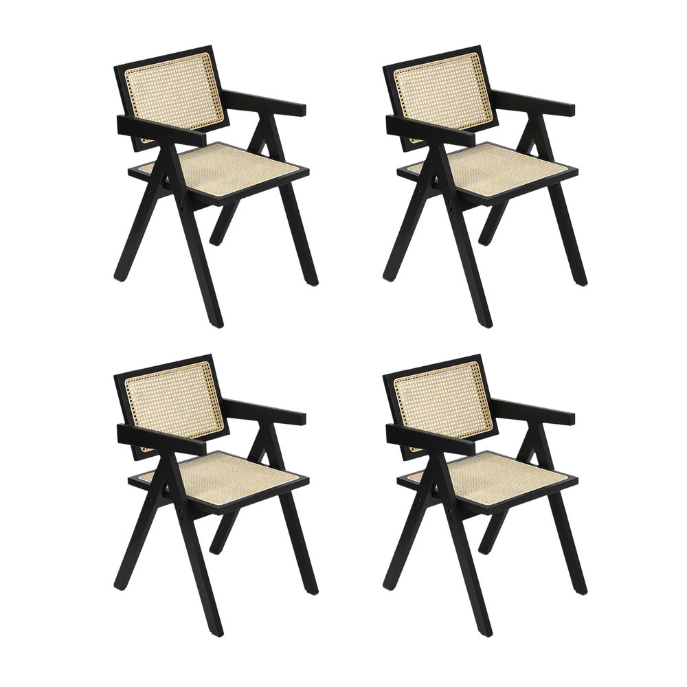 Oikiture 5PCS Dining Table Set and Chairs Rubberwood Black