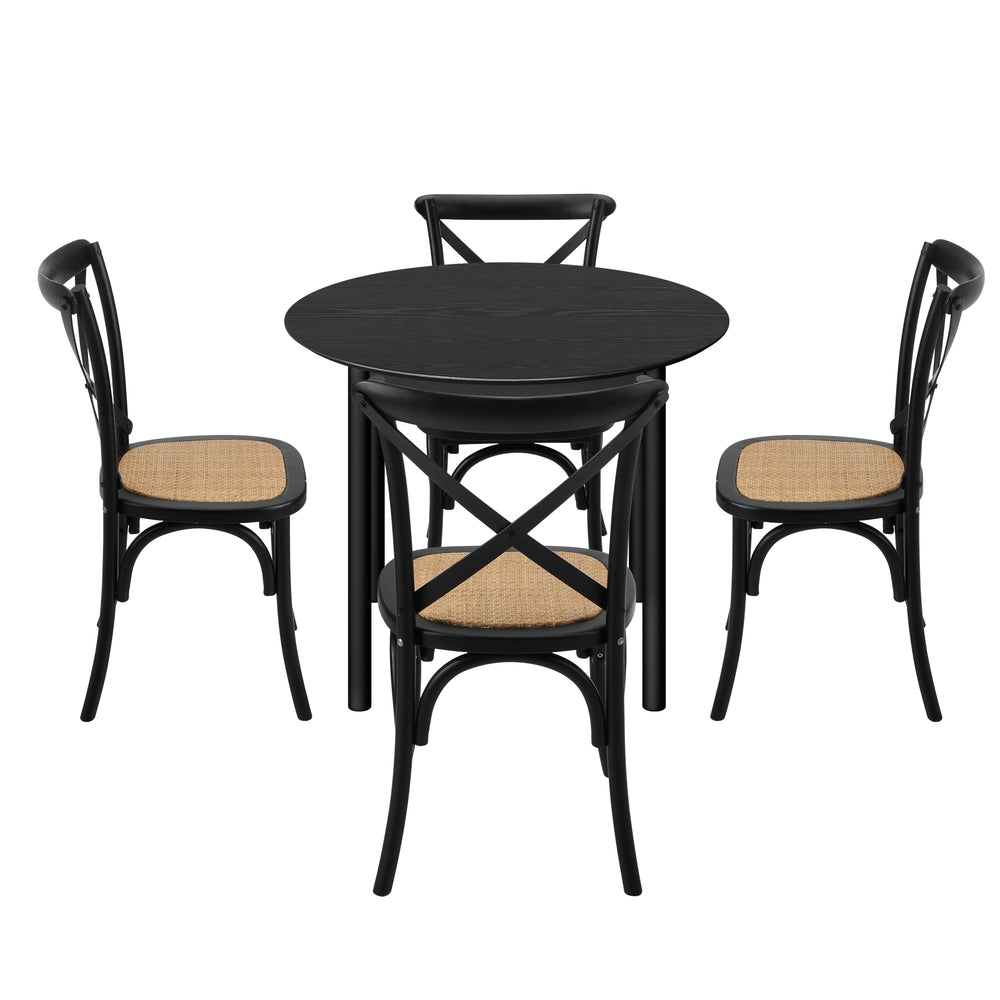 Oikiture 5PCS Dining Table Set 100cm and Rubberwood Dining Chairs