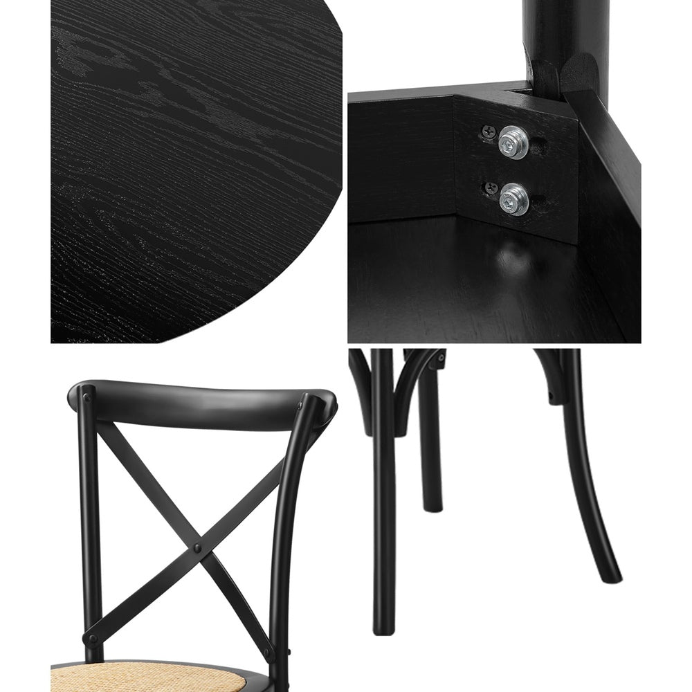 Oikiture 5PCS Dining Table Set 100cm and Rubberwood Dining Chairs