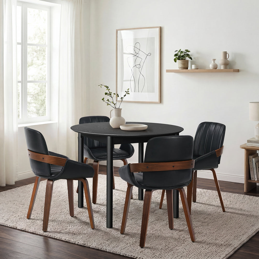 Oikiture 5PCS Dining Table Set 100cm Round Table 4 Dining Chairs