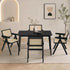 Oikiture 5PCS Dining Table Set Rectangle and Chair Rubberwood Black
