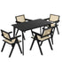 Oikiture 5PCS Dining Table Set Rectangle and Chair Rubberwood Black
