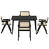 Oikiture 5PCS Dining Table Set Rectangle and Chair Rubberwood Black