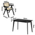 Oikiture 5PCS Dining Table Set Rectangle and Chair Rubberwood Black