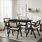 Oikiture 5PCS Dining Table Set Rectangle and Chair Rubberwood Black