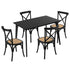 Oikiture 5PCS Dining Table Set Rectangle and Rubberwood Dining Chairs