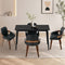 5 Piece Dining Table Set 120cm Rectangle Table 4 Faux Leather Armchairs Black