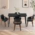 5 Piece Dining Table Set 120cm Rectangle Table 4 Faux Leather Armchairs Black