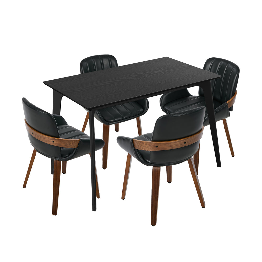 Oikiture 5PCS Dining Table Set 120cm Table 4 Faux Leather Chairs
