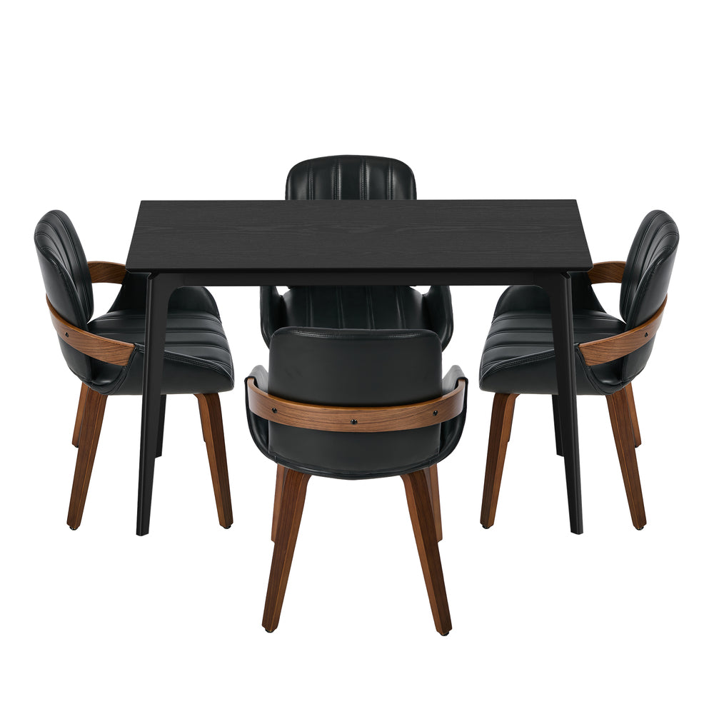 Oikiture 5PCS Dining Table Set 120cm Table 4 Faux Leather Chairs
