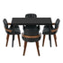 5 Piece Dining Table Set 120cm Rectangle Table 4 Faux Leather Armchairs Black
