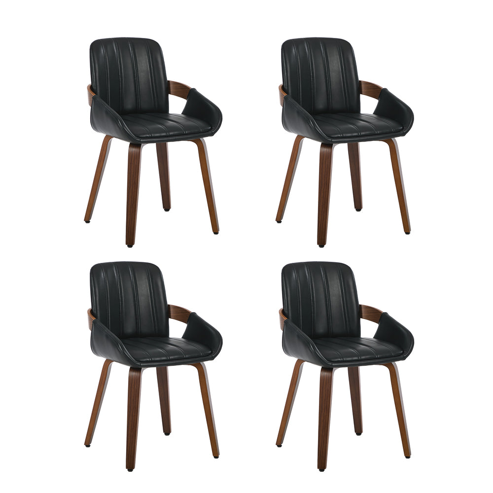 Oikiture 5PCS Dining Table Set 120cm Table 4 Faux Leather Chairs