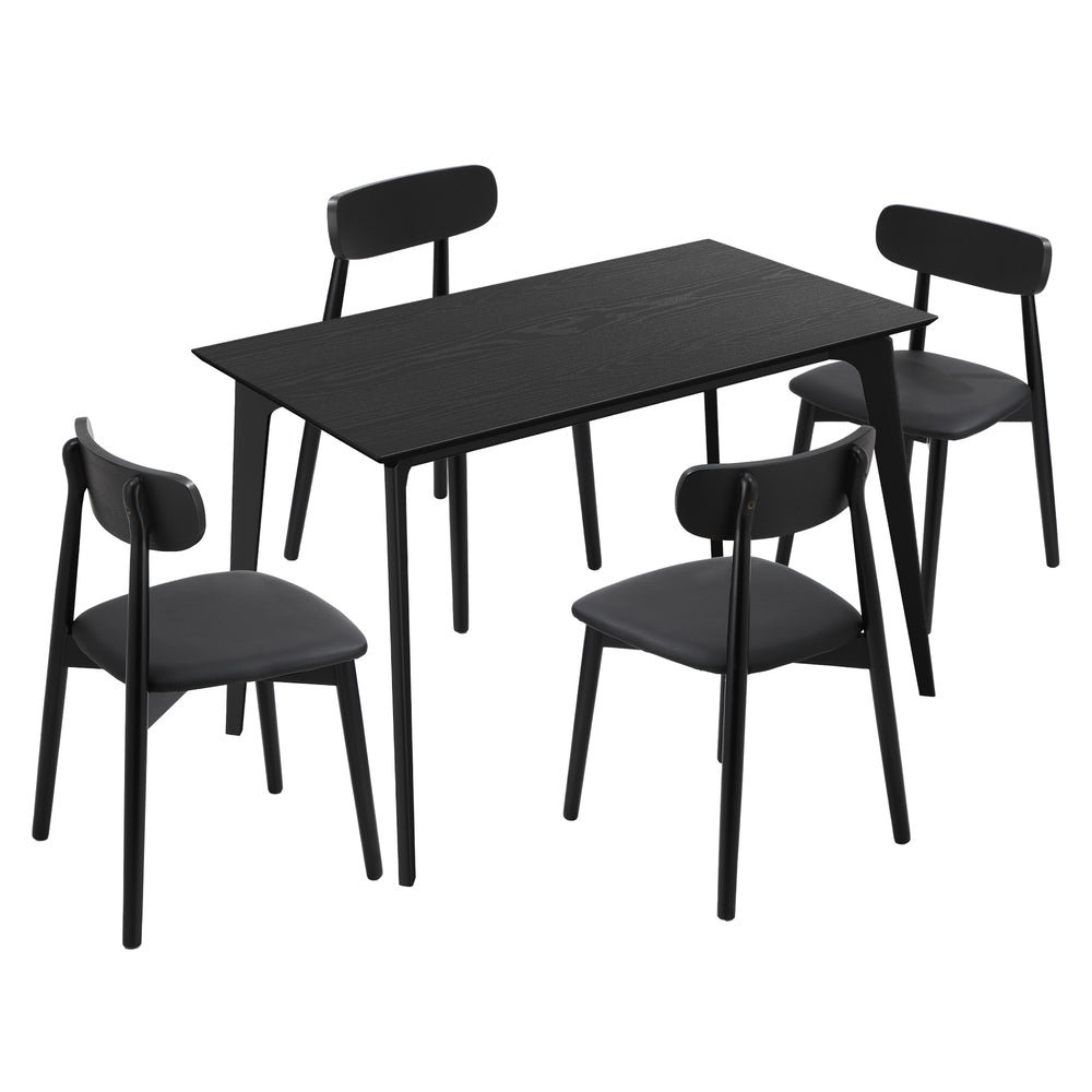 Oikiture 5PCS Dining Table Set 100cm Rectangle and Chairs Black