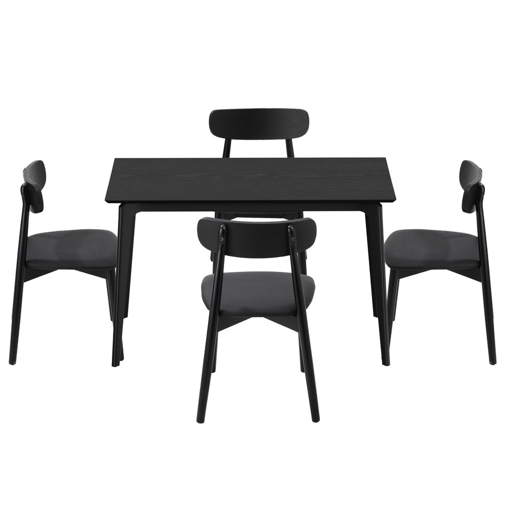 Oikiture 5PCS Dining Table Set 100cm Rectangle and Chairs Black