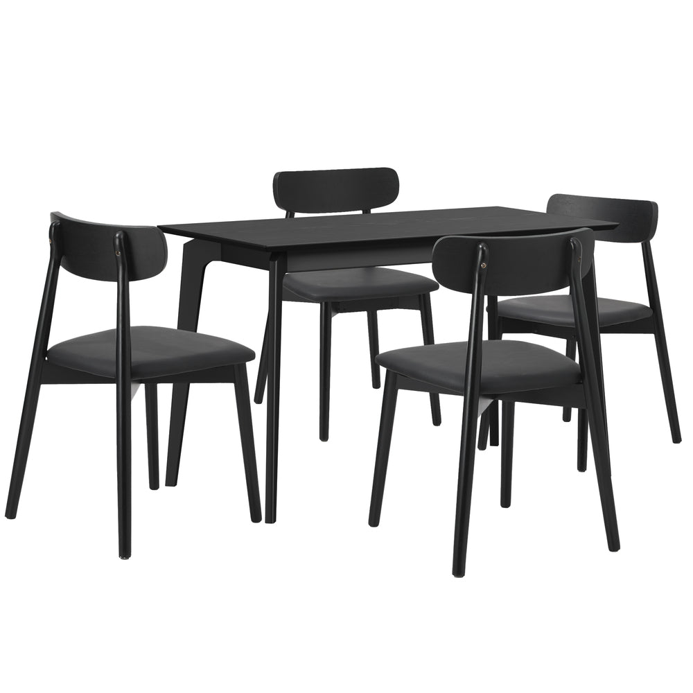Oikiture 5PCS Dining Table Set 100cm Rectangle and Chairs Black