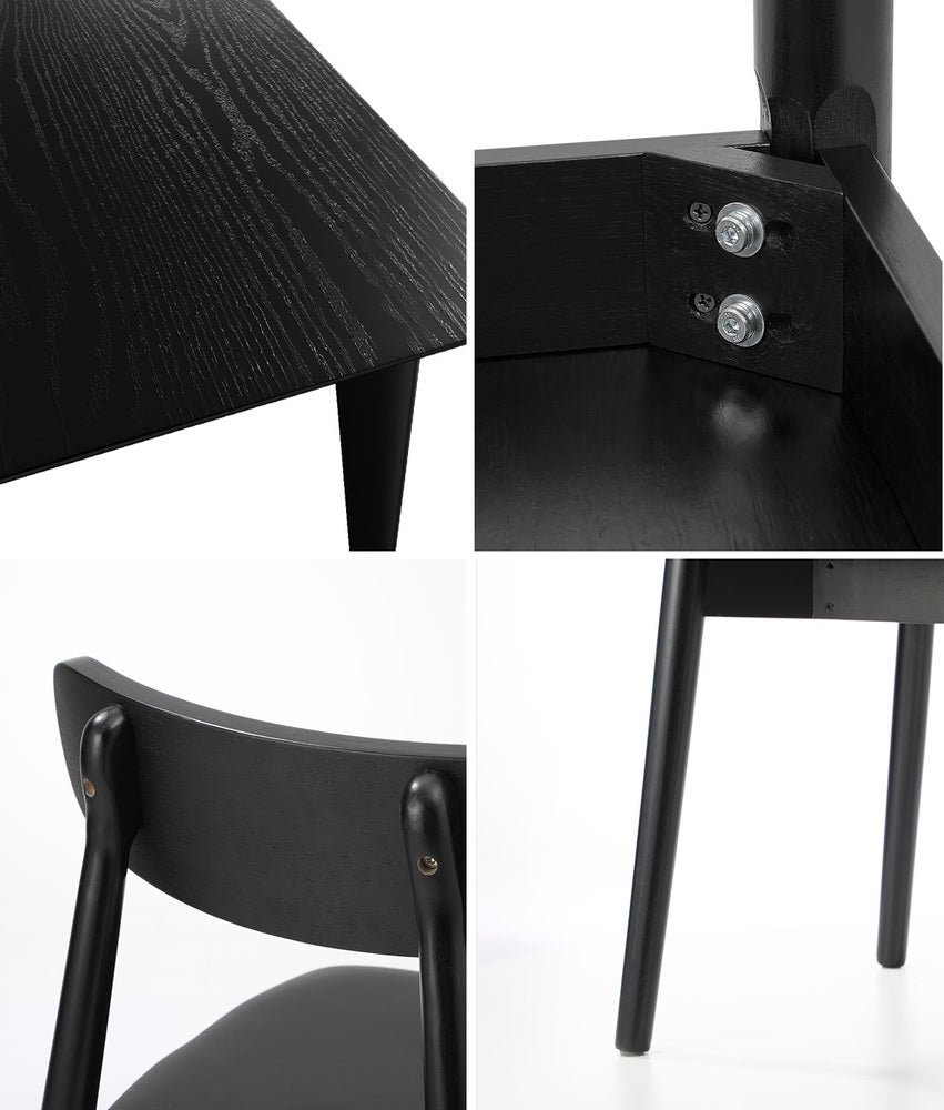 Oikiture 5PCS Dining Table Set 100cm Rectangle and Chairs Black
