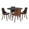 Oikiture 110cm Round Dining Table with 4 Chairs Faux Leather Black